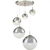 Globo Lighting Hanglamp glazen bollen 5x 'Varus' nikkel mat - transparant glas