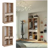 Vicco Elmo Garderobe – 100 x 200 cm met 2 laden Sonoma