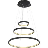 Globo Lighting Zwarte hanglamp 3-ring verticaal Globo Ralph