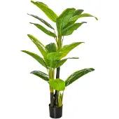 HOMCOM HOMdotCOM Echte decoratie grote decoratie palmbomen opknoping balkon bloemen kleine bamboe buiten badkamer privacy scherm ranken klimop buitenshuis plastic plant kunstmatige palmboom kunstmatige