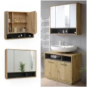 Vicco Beatrice Badkamerspiegelkast – 80 x 72 cm Artisanaal eiken/antraciet