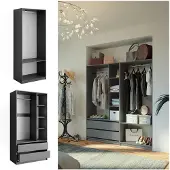 Vicco Elmo Garderobekast – 180 x 200 cm Set van 2 Antraciet