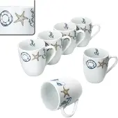 MamboCat Set van 6 NEPTUN porseleinen koffiemokken voor 6 personen