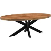 Lizzely Garden & Living Eettafel ovaal mangohout 200cm James lichtbruin ovale industriële tafel duurzaam mango eetkamertafel