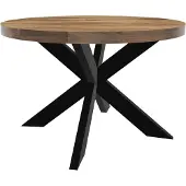 Lizzely Garden & Living Eettafel rond mangohout 120cm Jones lichtbruin ronde industriële tafel duurzaam mango eetkamertafel