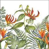 Ambiente - Lunch servetten - Tropical Flowers White