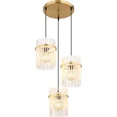 Globo Gouden hanglamp Gorley rond met glas 3-lichts