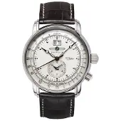 Zeppelin Analoog horloge 'Dual Time Big Date' donkerbruin / zilver