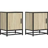 vidaXL Nachtkastjes 2st 40x31x50cm bewerkt hout en metaal sonoma eiken