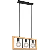 TRIO Hanglamp Agra 3-lichts hout met zwart