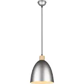 TRIO Hanglamp Jagger RVS met houtbruin
