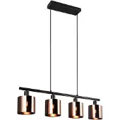TRIO 4-lichts hanglamp Jason zwart met koper brons