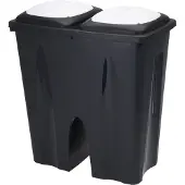 Excellent houseware Afvalscheiding prullenbak - 50L - gerecycled kunststof - zwart - Prullenbakken