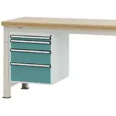 Manuflex onderbouw met schuifladen, voor werkbank Profi diepte 700 mm, waterblauw