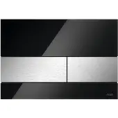 Tece Square Bedieningsplaat Glas Zwart - Toetsen RVS Geborsteld - Anti-fingerprint - Glas - Toiletten, Bedieningspanelen - 4027255022362