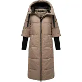 NAVAHOO Wintermantel 'Ciao Miau XIV' donkerbeige / zwart