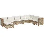 vidaXL 8-delige Loungeset met kussens poly rattan beige