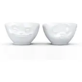 Tassen set van 2 schaaltjes van 100 ml met kussend en grijnzend gezicht - 21