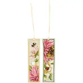 Lanarte Borduurpakket - Borduurset - Borduurpakket volwassenen - Telpakket - Bladwijzer kit - 6 x 20cm - Roze dahlia - Marjolein Bastin - Set van 2 - PN-0221308