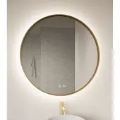 Gliss Design Athena ronde spiegel mat goud 80cm met verlichting en verwarming