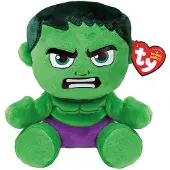 TY Marvel Hulk - Pluche knuffel, zacht - 15 cm