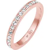 Elli - Elli Ringen Dames Band Ring Elegant Filigraan Zwart met Kristallen in 925 Sterling Zilver Verguld