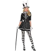 Amscan Kostüm verkleedkostuum dames Mad Hatter polyester zwart/wit