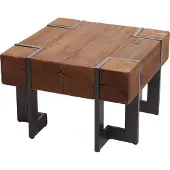 Mendler Salontafel -A15, woonkamertafel, massief rustiek dennenhout MVG-gecertificeerd ~ bruin 60x60cm