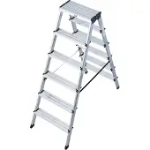 Krause Dubbele trapladder van aluminium, 2 x 6 treden