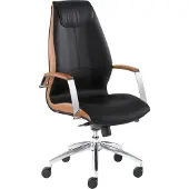 Leyform Directiestoel WAVE, met armleuningen, zwart/bruin