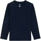 We fashion - Jongens basic T-shirt met V-hals - Regular fit - Donkerblauw - Katoen - Maat: 122/128