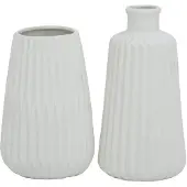 Boltze Vasen Set Esko 2-teilig weiß matt, Blumenvasen aus Keramik, ø ca. 8,5 cm