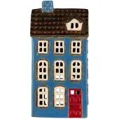 Ib Laursen - Keramieken huisje - waxinelichthouder - blauw hoog