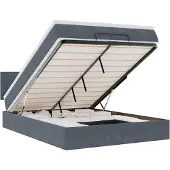 vidaXL Ottoman bed met matras en LED's 140x200cm fluweel donkergrijs