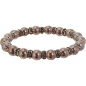Behave – Armband dames elastisch – brons parelkralen met strass – elegant chic