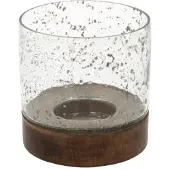 HBX natural living Kaarshouder Bubbelglas H13D13 Zwart Transparant transparant Glas HBX natural