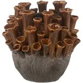 J-Line vaas anemone porselein /grijs small 28.5x23.5x28cm