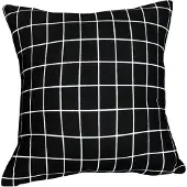 QUVIO Kussenhoes vierkantjes - Polyestervezel - 45 x 45 cm - Zwart