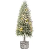 J-Line kerstboom b+led kunststof sneeuw medium 19x19x60cm