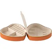 J-Line juwelendoos hart kunstleder cognac 16x15x7cm