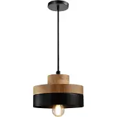 QUVIO Hanglamp Scandinavisch - Rond tweelaags metaal en hout - Diameter 18 cm