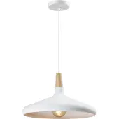 QUVIO Hanglamp Scandinavisch - Laag design - Houten kop - D 38 cm - Wit
