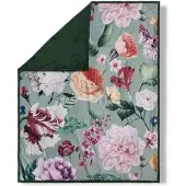 Descanso Polyester Plaid Fiori - green 130x160cm