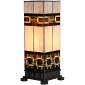 Clayre & Eef Tiffany tafellamp, 17x17x44 cm, beige glas
