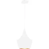 QUVIO Hanglamp modern - Rond met koperen binnenkant - Diameter 25 cm - Wit