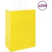 vidaXL Papieren zakken 250 st met hengsels 32x17x44 cm geel