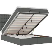 vidaXL Ottoman bed met matras en LED's 140x190cm stof donkergrijs