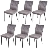 Mendler Set van 6 eetkamerstoelen -K16, stoel keukenstoel, fluweel metaal ~ donkergrijs