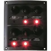 BREG Boot schakelaar 12V met 6 waterdichte tuimelschakelaars / LED