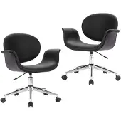 vidaXL Eetkamerstoelen draaibaar 4 st kunstleer zwart